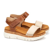 SANDALIA CON VELCRO BICOLOR MARFIL Y CUERO PLANTILLA EXTRAIBLE PIKOLINOS W4N-0940C1