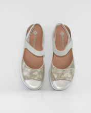 SANDALIA PLANTILLA EXTRAIBLE MUJER TRES VELCROS ANCHO ESPECIAL COLOR VERDE PIE SANTO 260422 EUCALIPTO