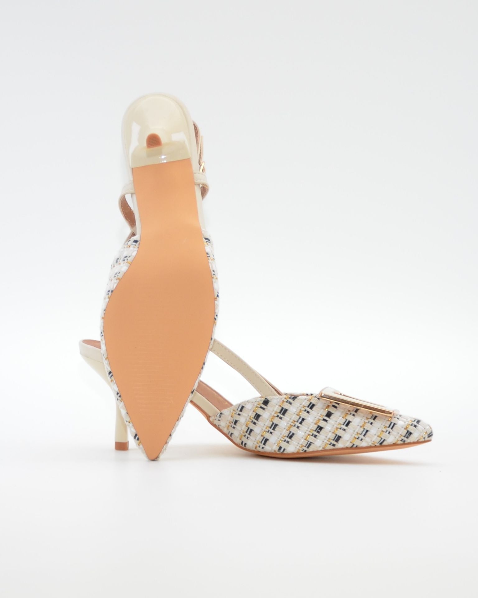 ZAPATO FIESTA MUJER TEJIDO BLANCO ADORNO METÁLICO CAYETANO 56022