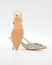 ZAPATO FIESTA MUJER TEJIDO BLANCO ADORNO METÁLICO CAYETANO 56022