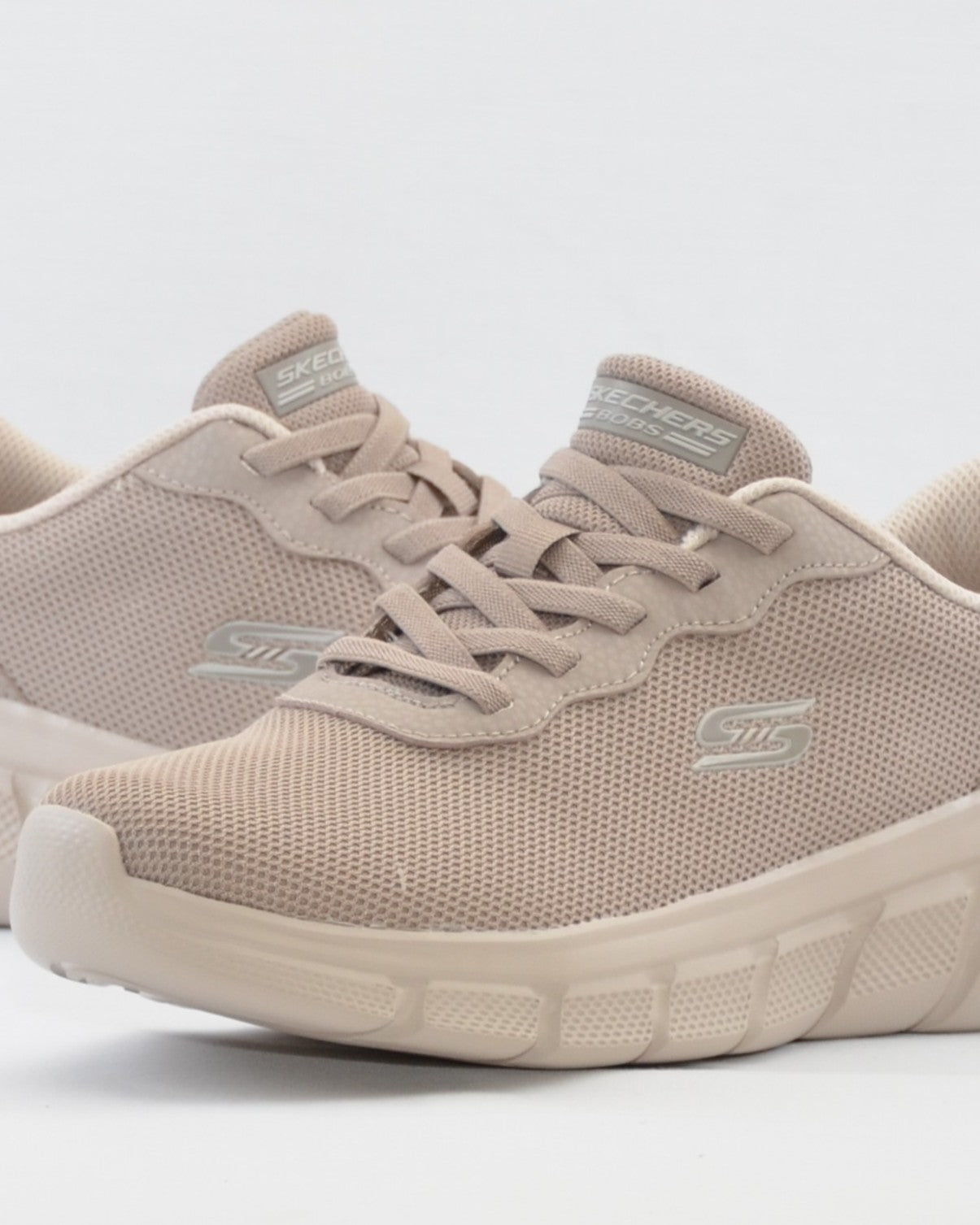 SNEAKERS MUJER SKECHERS 117324 TPE TAUPE CORDON ELÁSTICO SLIP-INS