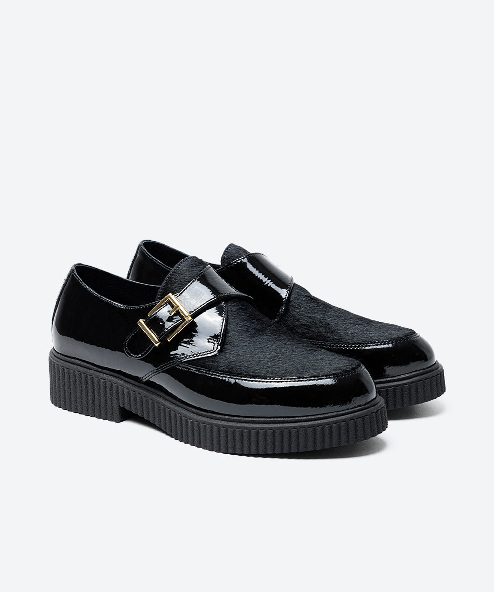 ZAPATO MUJER HEBILLA CHAROL NEGRO POTRO NEGRO LACOMBA ORCHID