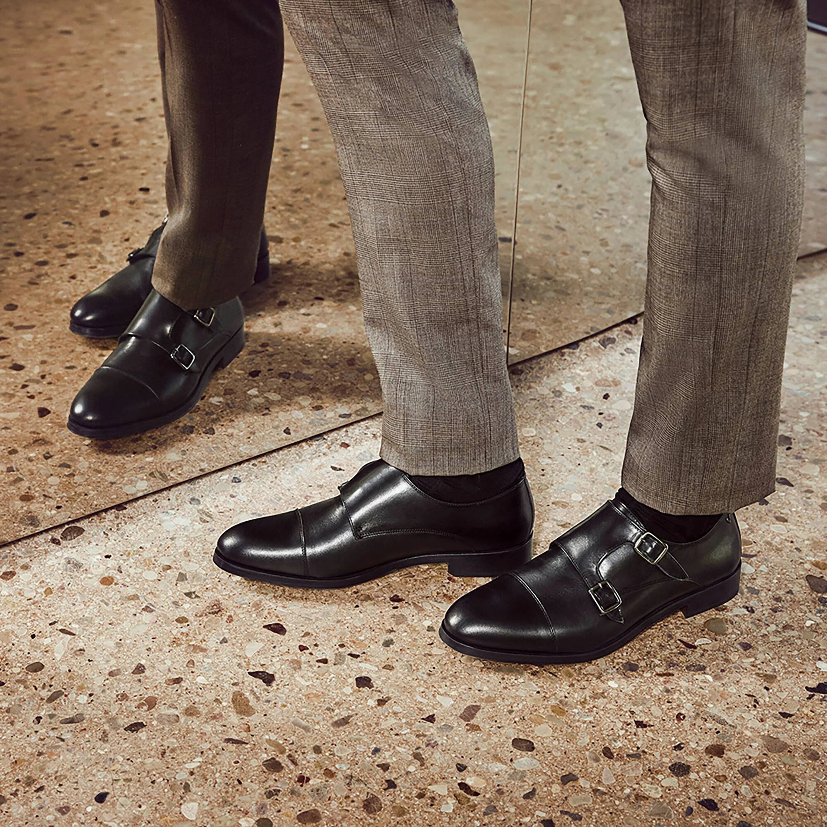 ZAPATOS HOMBRE DOS HEBILLAS ESTILO MONK COLOR NEGRO EMPIRE 1492-2632PYM