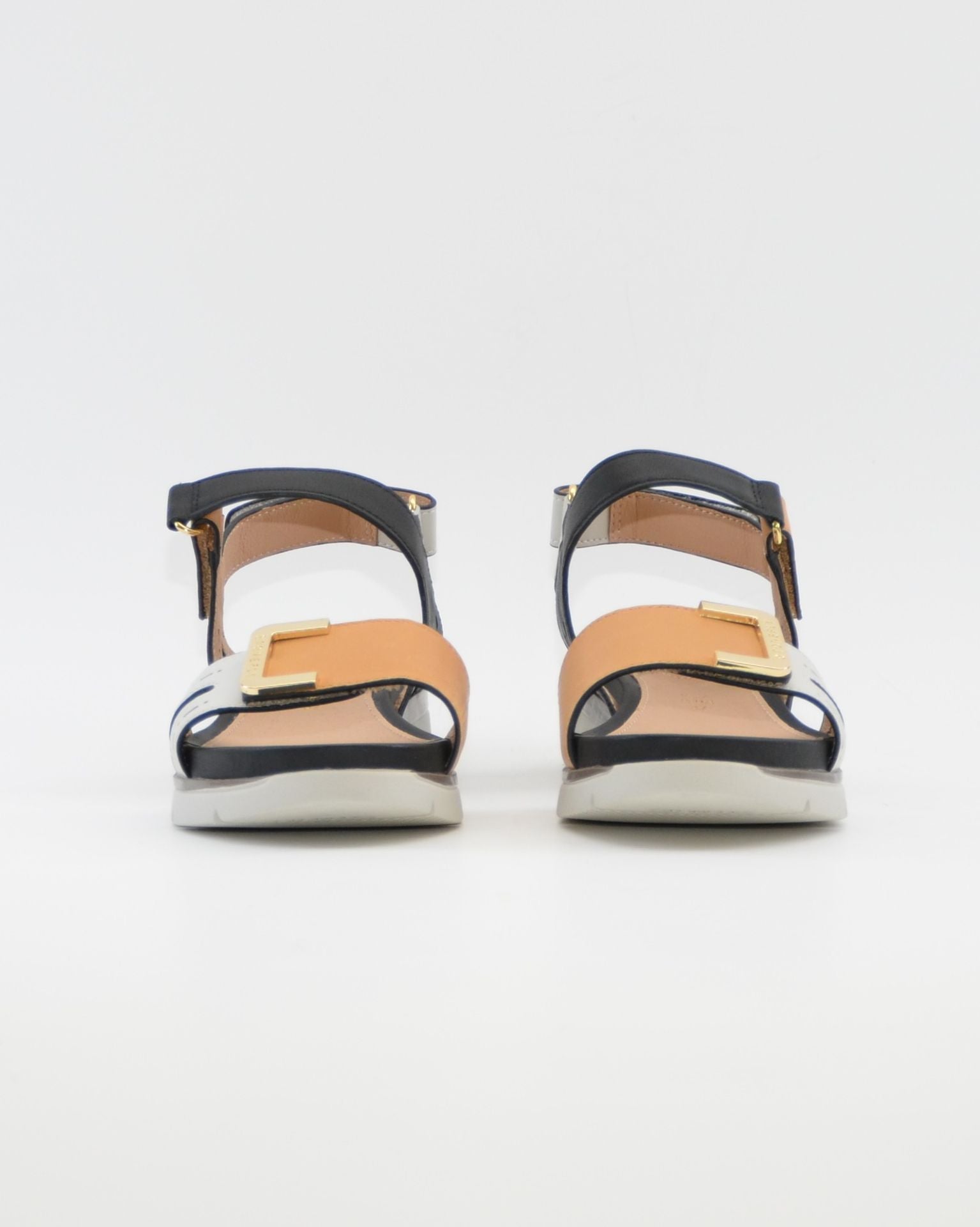 SANDALIA PLANA MUJER STONEFLY DOS VELCROS COMBI CAMEL BLANCO Y NEGRO