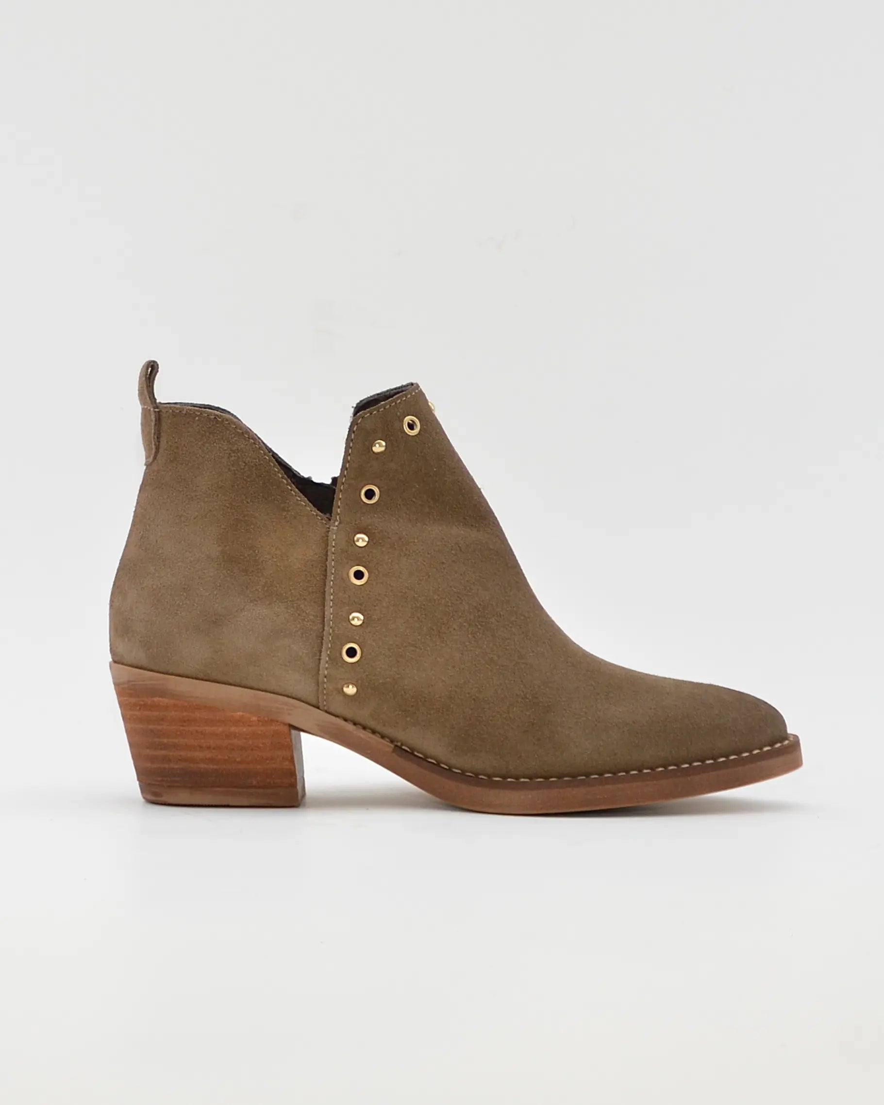 BOTIN MUJER COWBOY SERRAJE TAUPE CON TACHAS KAOLA 3504