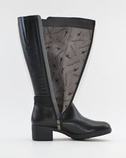 BOTA ALTA NEGRA MUJER TACON ANCHO FLUCHOS ALISS F1314
