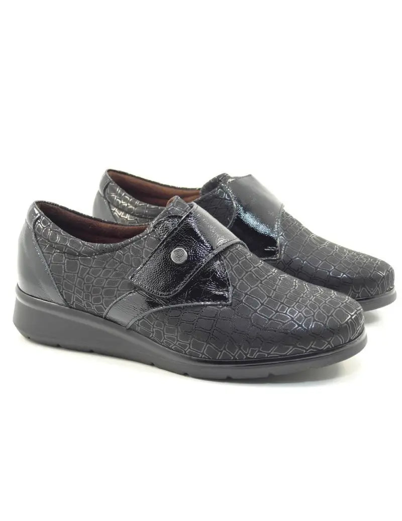 ZAPATO ANCHO ESPECIAL VELCRO PLANTILLA EXTRAIBLE PITILLOS 11510 NEGRO