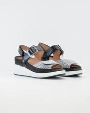 SANDALIA CUÑA PLANTILLA EXTRAIBLE MUJER TRES VELCROS ANCHO ESPECIAL COLOR NEGRO PIE SANTO 260382