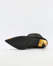 BOTA MEDIA CAÑA LYCRA MUJER COLOR NEGRO DETALLES DORADOS DANIELA VEGA 2880 ANTE STRECH