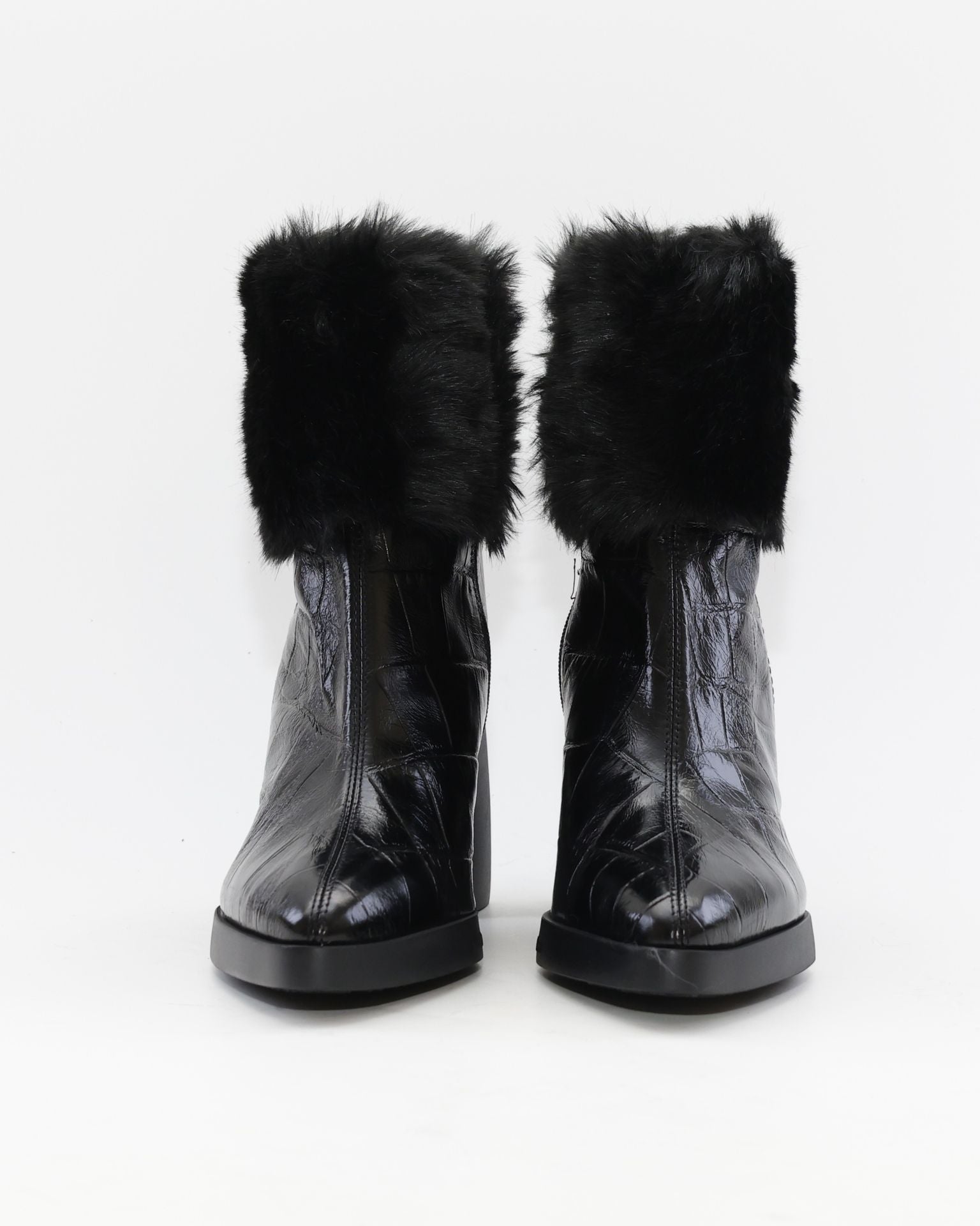 BOTIN TACON MUJER PIEL COCO COLOR NEGRO CON PELO WONDERS L-1605 MISOURI