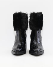BOTIN TACON MUJER PIEL COCO COLOR NEGRO CON PELO WONDERS L-1605 MISOURI