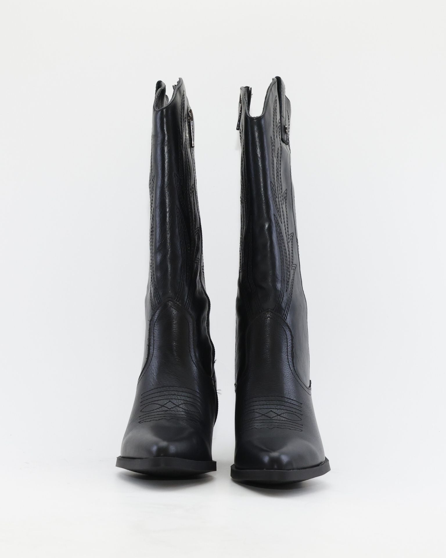 BOTA COWBOY MUJER PIEL NEGRA CON CREMALLERA CARMELA 164388