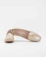 ZAPATO MOCASIN MUJER TACON BAJO COLOR BEIGE METALIZADO D CHICAS 1021 FLORES