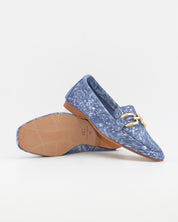 ZAPATO MOCASIN MUJER PLANO ESTAMPADO AZUL CAYETANO 17186