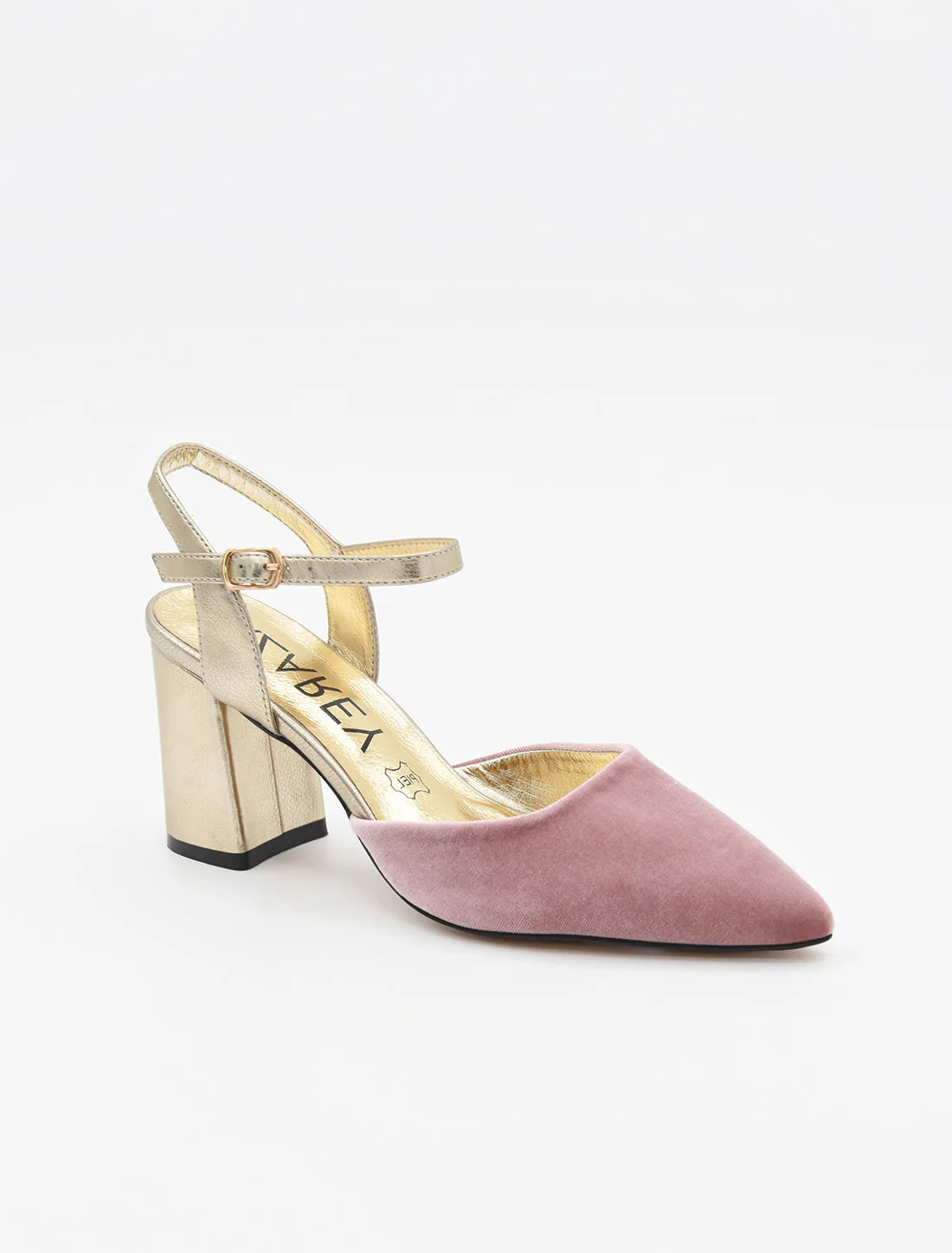 ZAPATO FIESTA TERCIOPELO ROSA PULSERA DORADA 459K214