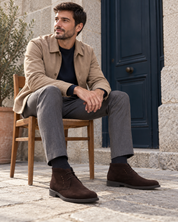 BOTINES CORDON HOMBRE FLUCHOS SERRAJE MARRON F2498 NANTES AFELPADO CAFÉ