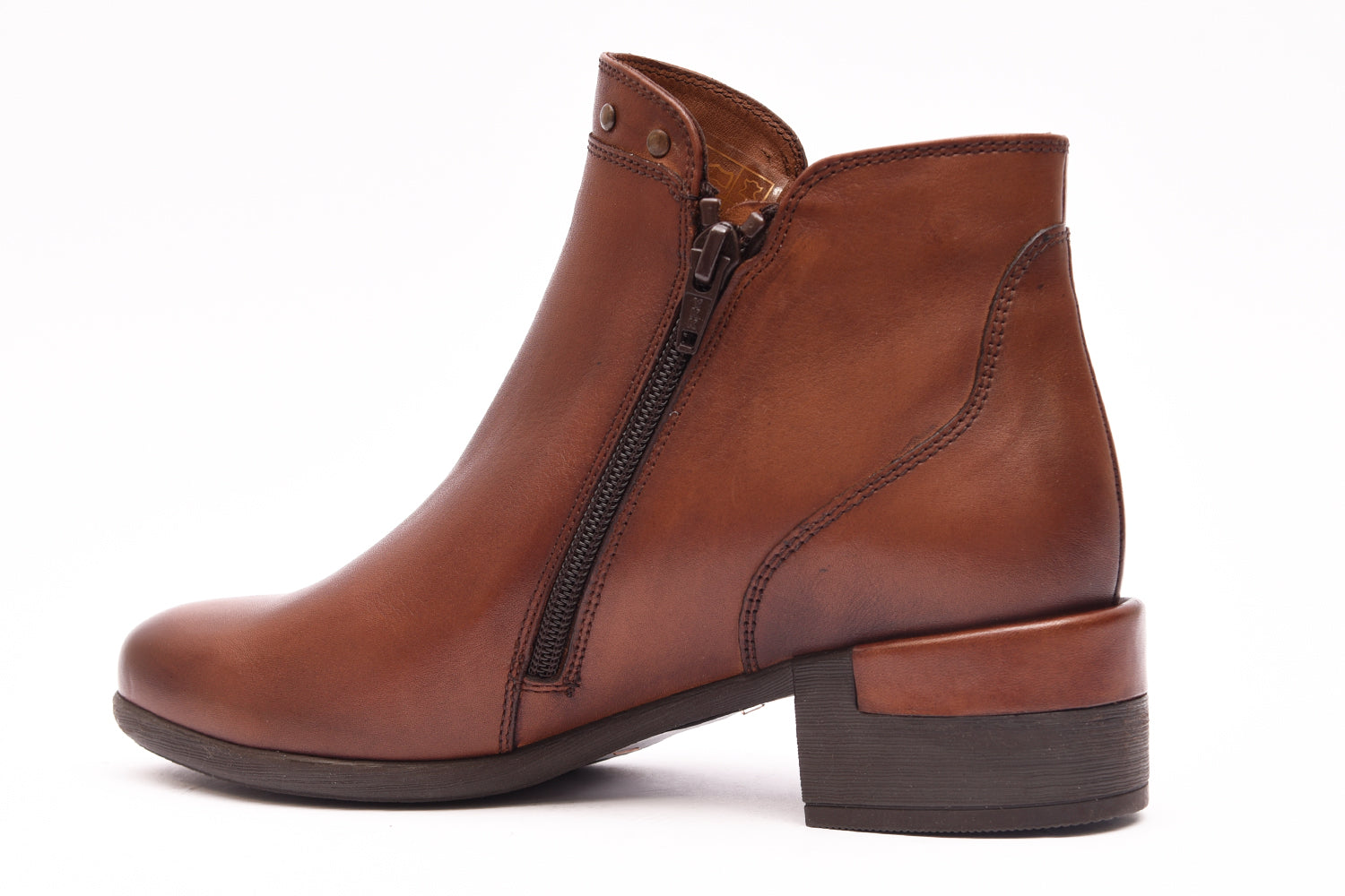 BOTIN MUJER CUERO TACON CUADRADO Y CREMALLERA  L-1311