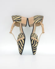 ZAPATO MUJER ABIERTO EN EL LATERAL PIEL ANIMAL PRINT CEBRA LACOMBA GERANIUM