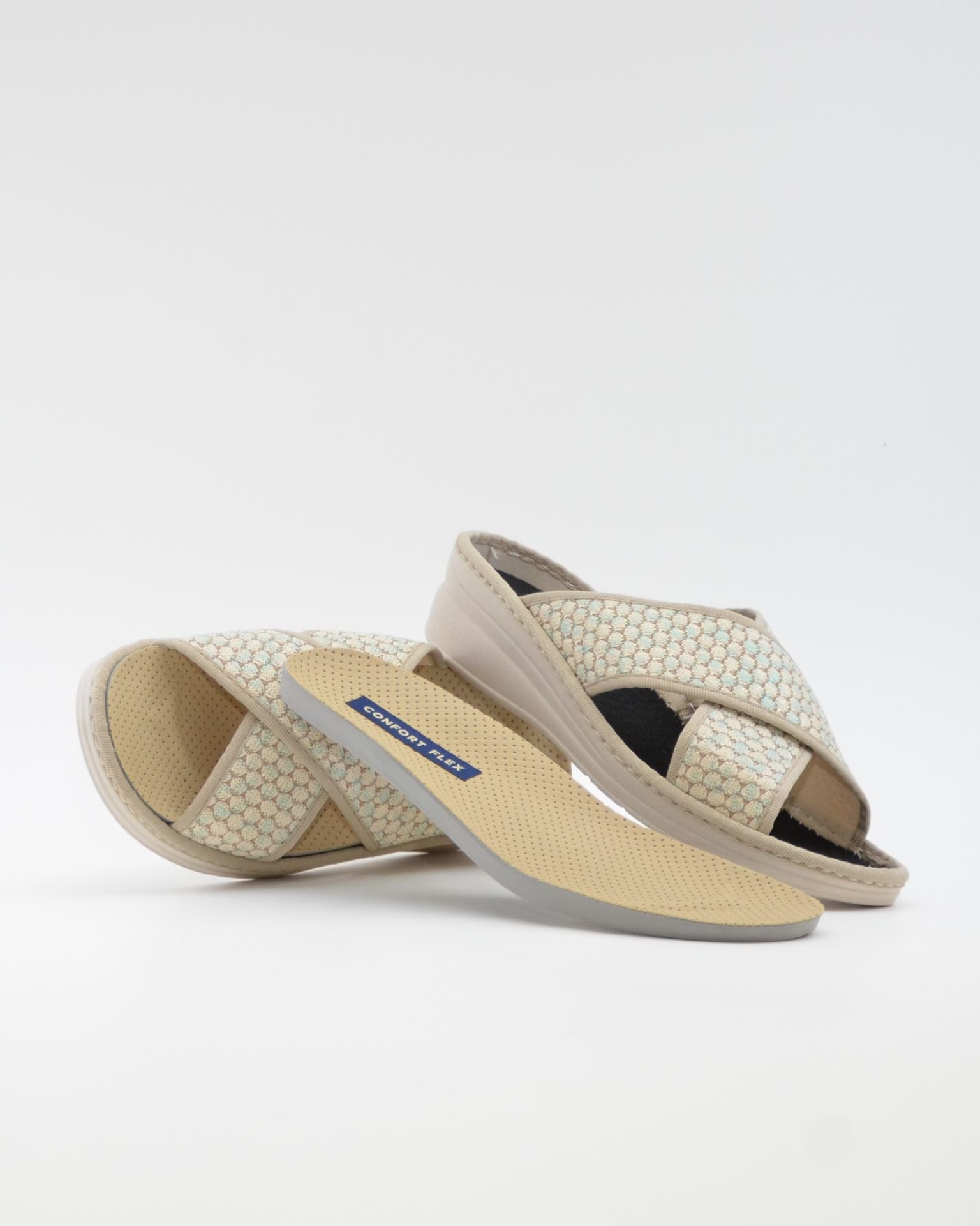 ZAPATILLAS DE CASA MUJER CRUZADA CON CUÑA COLOR MULTI ANCHO ESPECIAL Y PLANTILLA EXTRAIBLE 4035 A