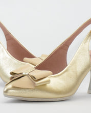 ZAPATO SALON DESTALONADO COLOR DORADO ADORNO LAZO PITILLOS 11191 ORO