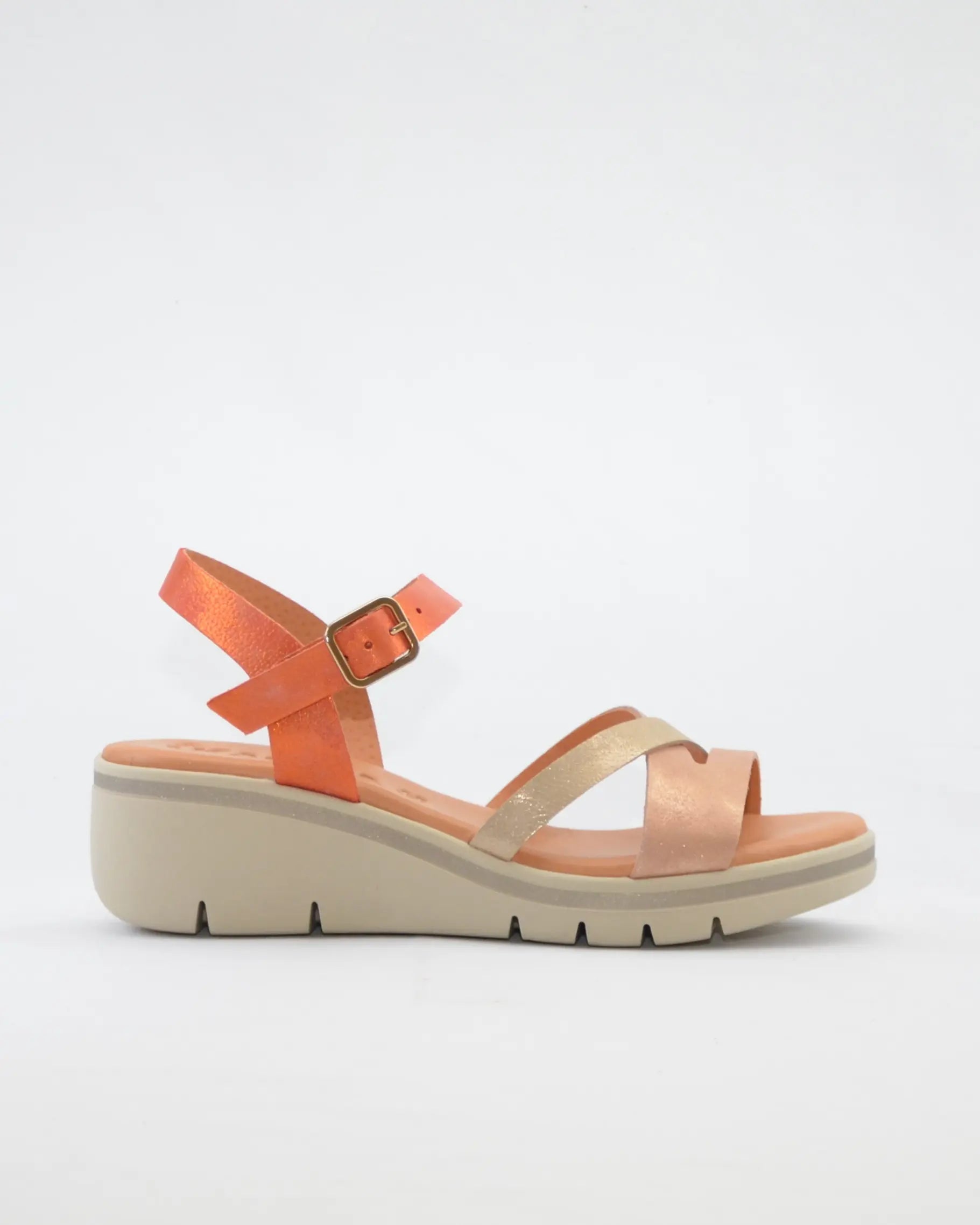 SANDALIA CUÑA MUJER MULTI METALIZADA SALMON KAOLA 3331