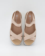 SANDALIA CRUZADA PLANTILLA EXTRAIBLE MUJER TRES VELCROS ANCHO ESPECIAL COLOR NUDE PIE SANTO 260381
