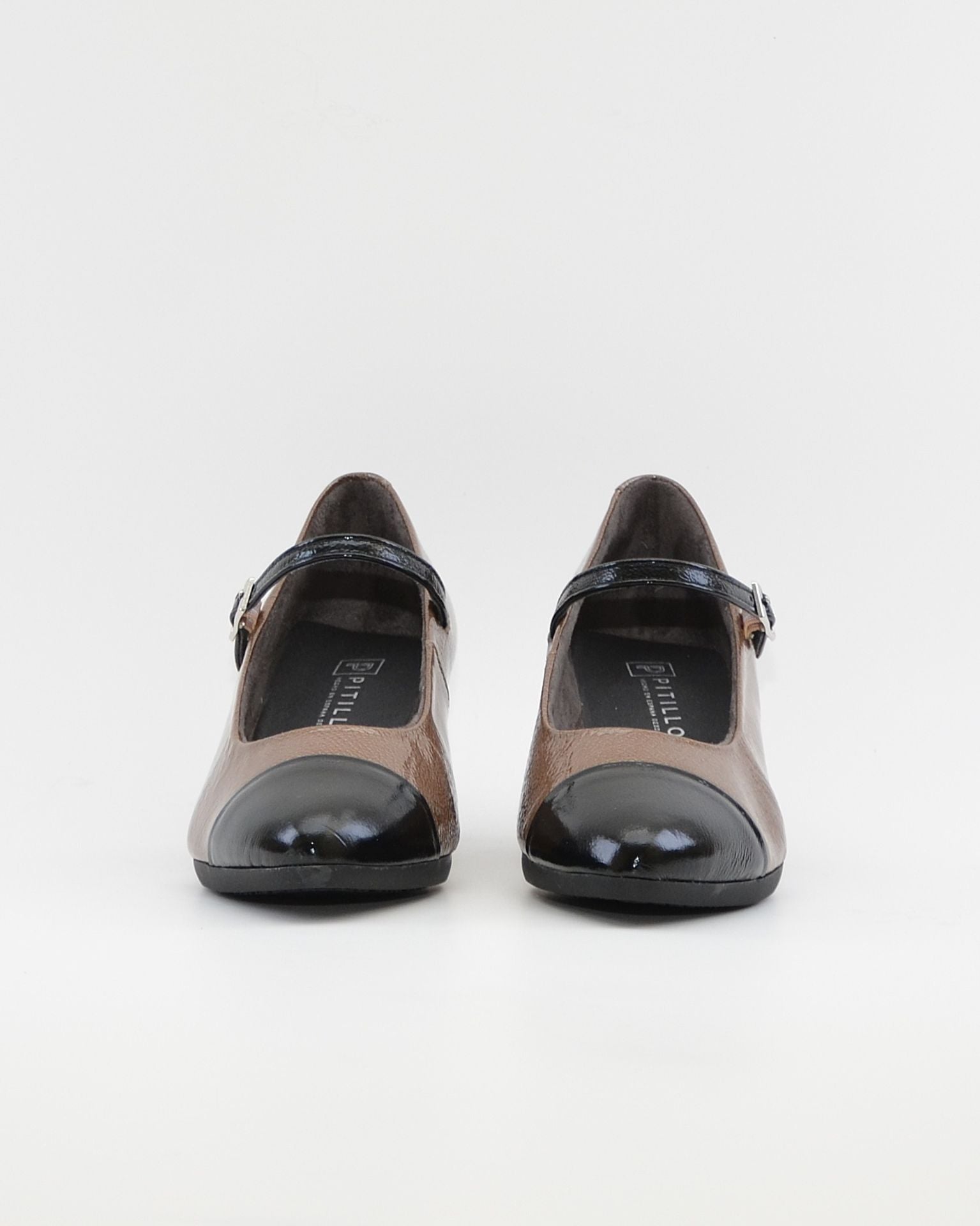ZAPATO SALON MUJER CON PULSERA CHAROL TOPO Y NEGRO PITILLOS 11683