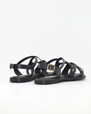SANDALIA MUJER PLANA PIEL COLOR NEGRO TACHAS LACOMBA BOUGAIN