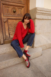 ZAPATO MUJER HEBILLA CHAROL ROJO ANIMAL PRINT LACOMBA ANEMONE