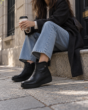 BOTINES DE MUJER CON CUÑA BAJA COLOR NEGRO GIORDA 27681