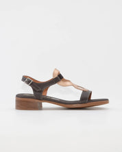 SANDALIA MUJER TACON BAJO COMBI MARRON DORADO PLANTA DE GEL OH MY SANDALS 5893