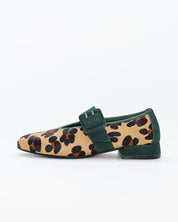 MERCEDITAS MUJER ANIMAL PRINT TIGRE ANTE VERDE CON CORREA Y HEBILLA LACOMBA CYPRES