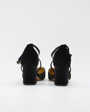 ZAPATO SALÓN MUJER COLOR TERCIOPELO NEGRO TACÓN ANCHO Y TIRAS AZAREY 459M066