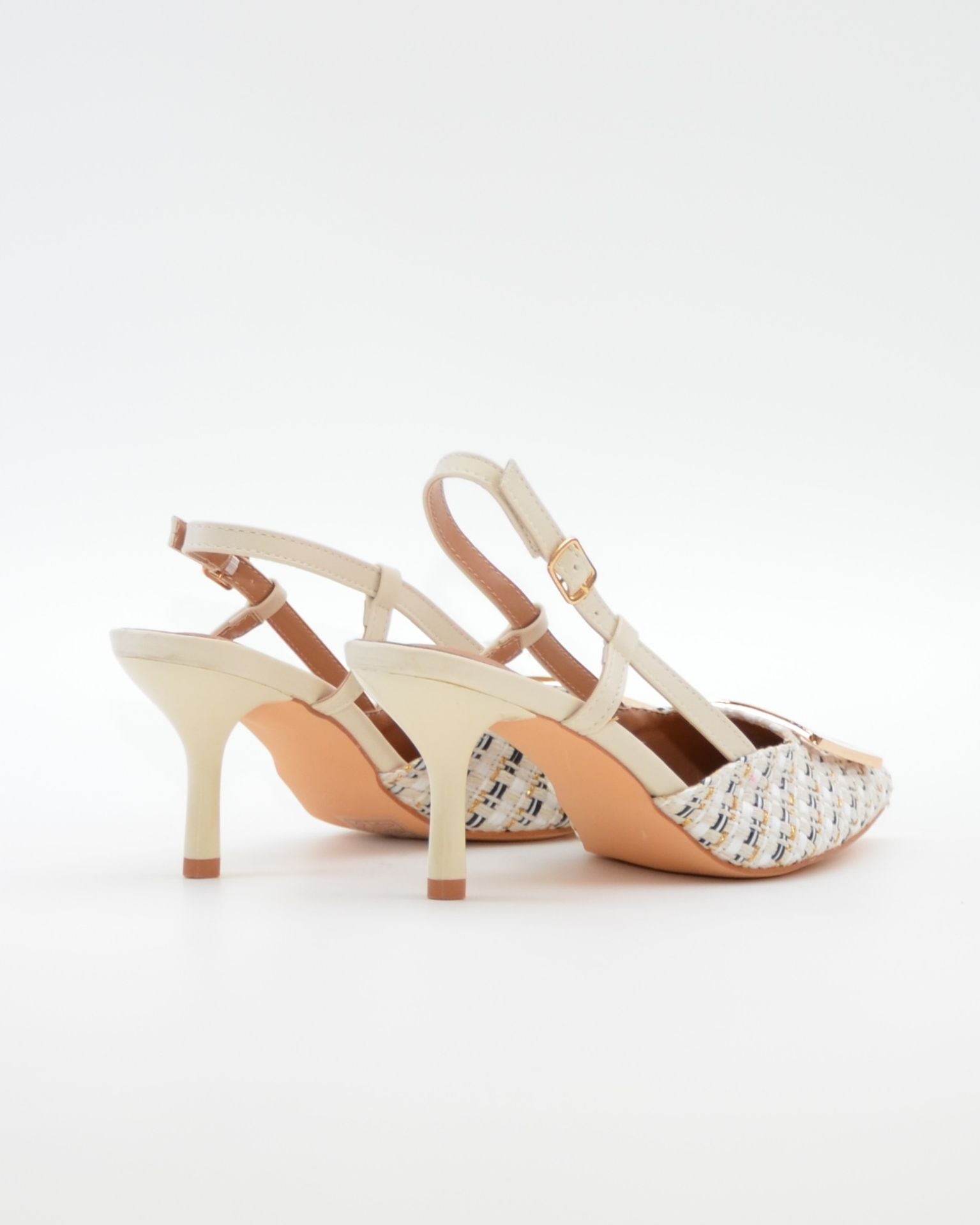ZAPATO FIESTA MUJER TEJIDO BLANCO ADORNO METÁLICO CAYETANO 56022