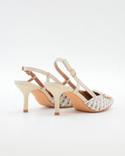 ZAPATO FIESTA MUJER TEJIDO BLANCO ADORNO METÁLICO CAYETANO 56022