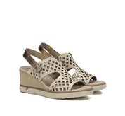 SANDALIA MUJER FLUCHOS COLOR BEIGE CON TIRA TRASERA METALIZADA SMASH F1972 RAW