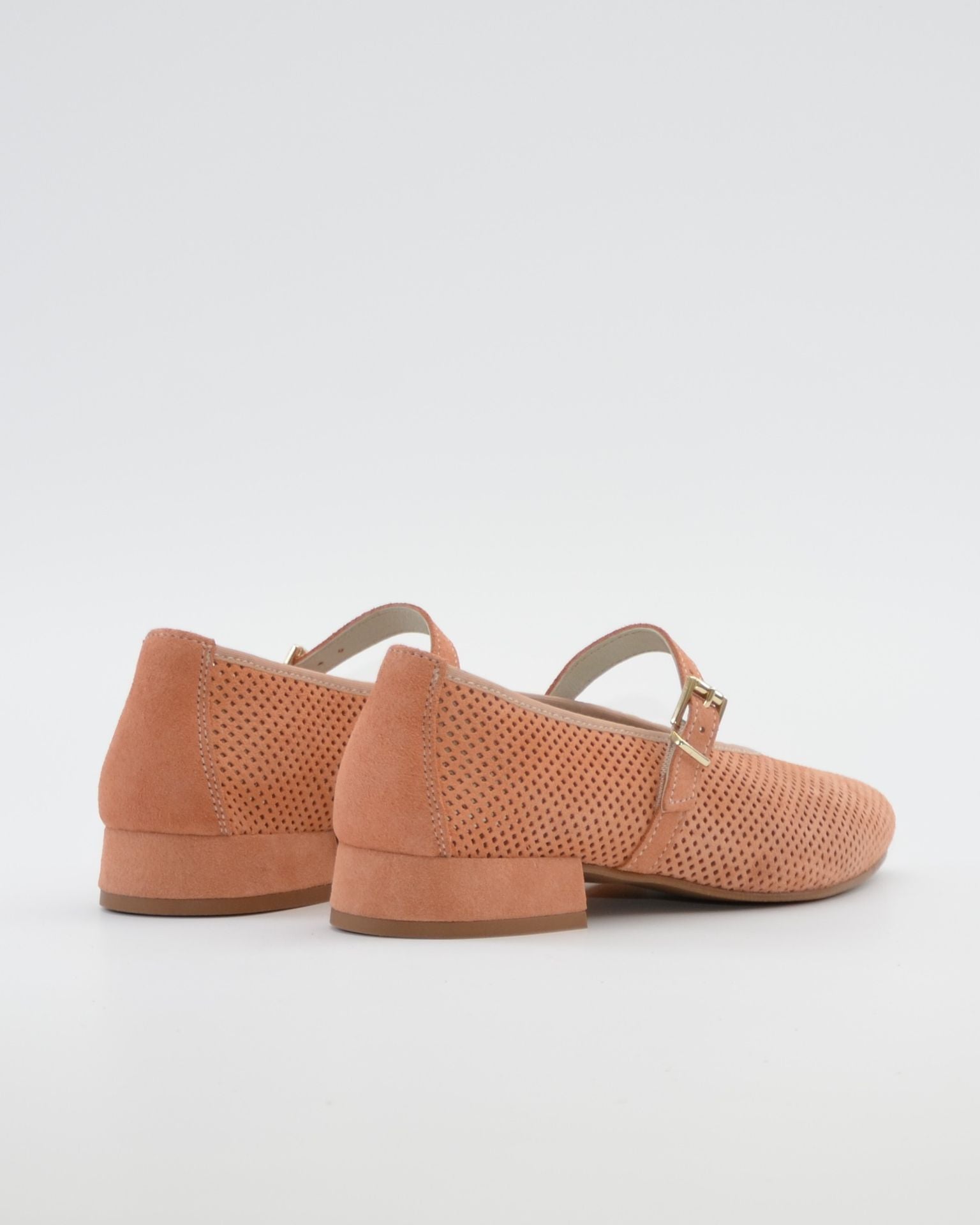 MERCEDITAS DE PIEL COLOR SALMON CON CORREA Y HEBILLA LACOMBA BLOSSOM