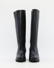 BOTA ALTA MUJER TACON MEDIO COLOR NEGRO CREMALLERA Y ELASTICO TREINTAS L-1504