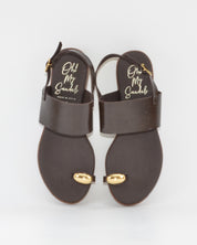 SANDALIA PLANA MUJER DEDO EN COLOR CHAROL MARRON PLANTA DE GEL OH MY SANDALS 5862