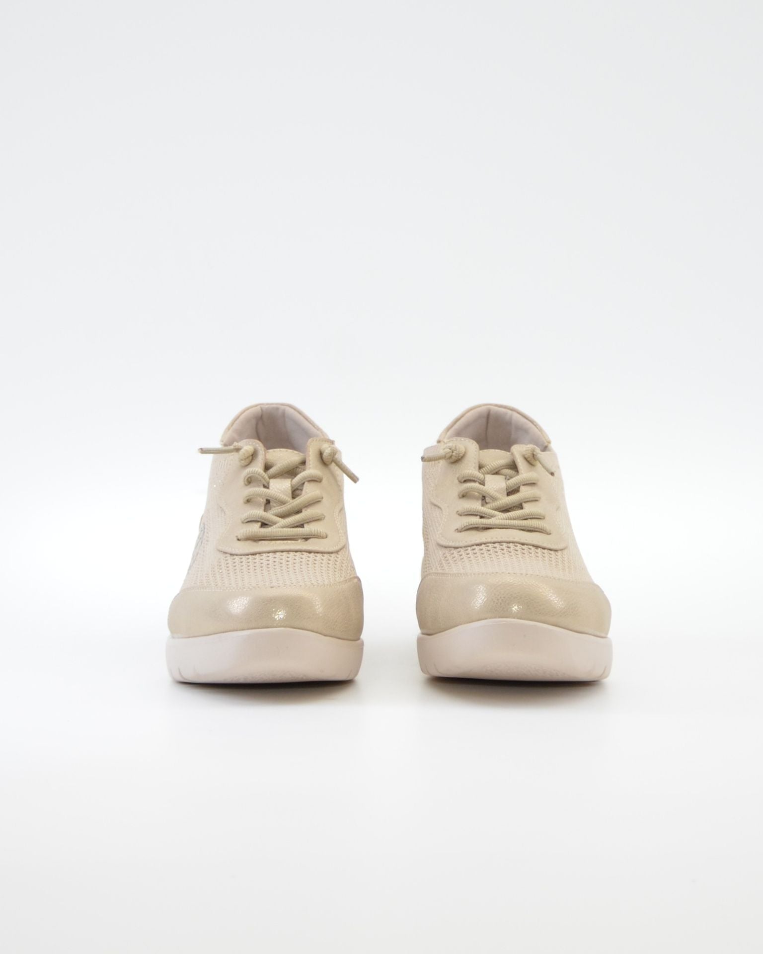 ZAPATO DE CORTE DEPORTIVO MUJER CON CUÑA Y CORDON ELASTICO TREINTAS L4569 BEIGE