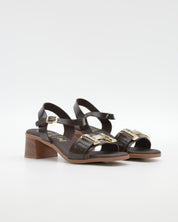 SANDALIA MUJER CHAROL MARRON TACON BAJO PLANTA DE GEL OH MY SANDALS 5981