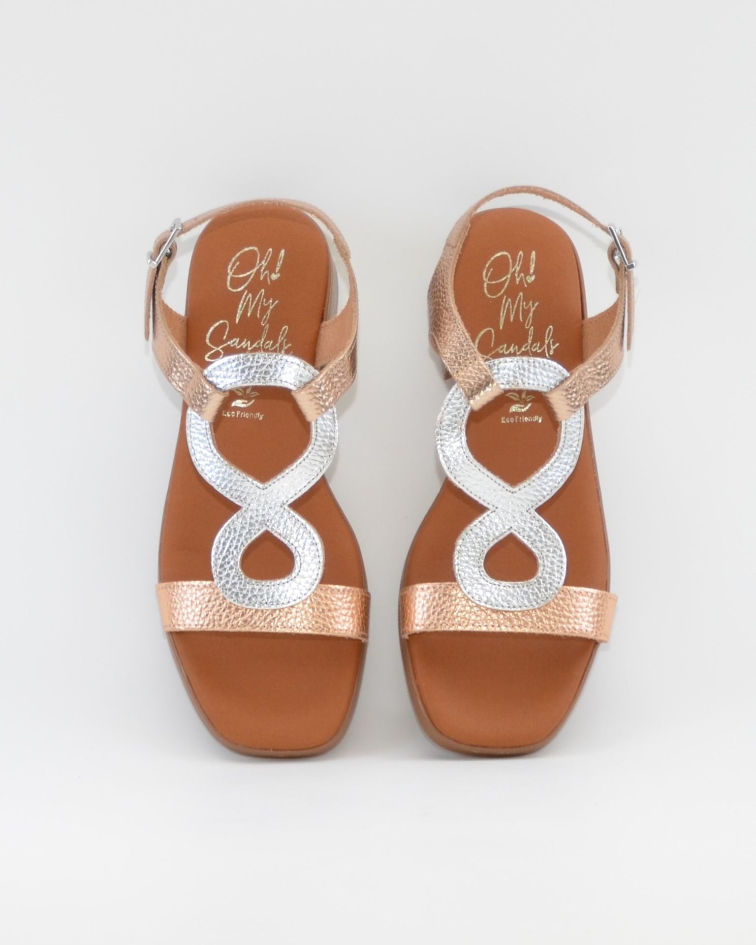 SANDALIA MUJER TACON BAJO PLANTA DE GEL OH MY SANDALS 5893 CAVA COMBI