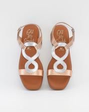 SANDALIA MUJER TACON BAJO PLANTA DE GEL OH MY SANDALS 5893 CAVA COMBI