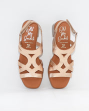 SANDALIA MUJER PLATINO TACON BAJO PLANTA DE GEL OH MY SANDALS 5992 CAVA