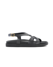 SANDALIA BIO PIEL COLOR NEGRO PLANTA FORRADA LACOMBA CROW