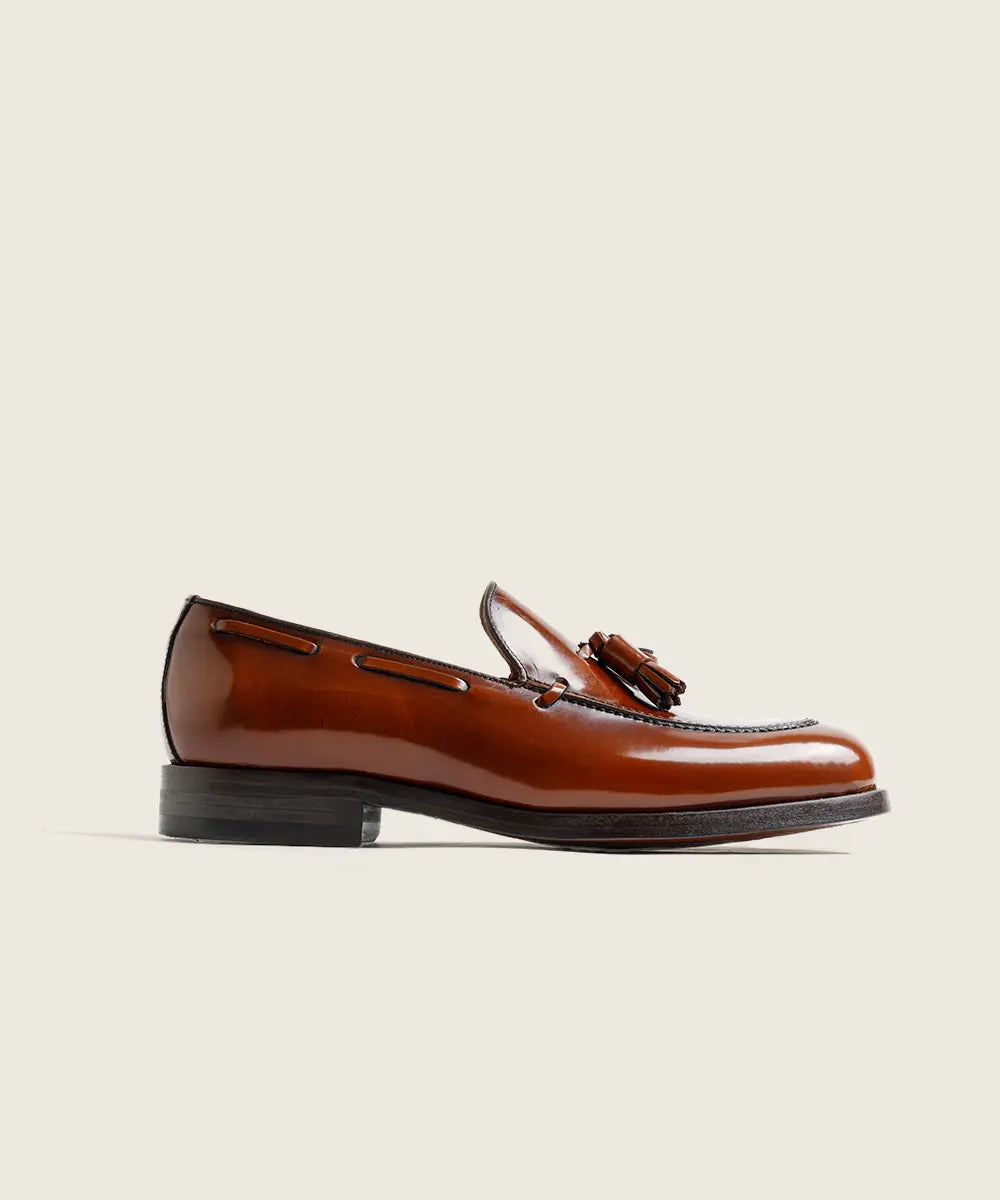ZAPATO HOMBRE BORLAS TASSEL FLORENTIC CUERO TABAK SUELA DE CUERO