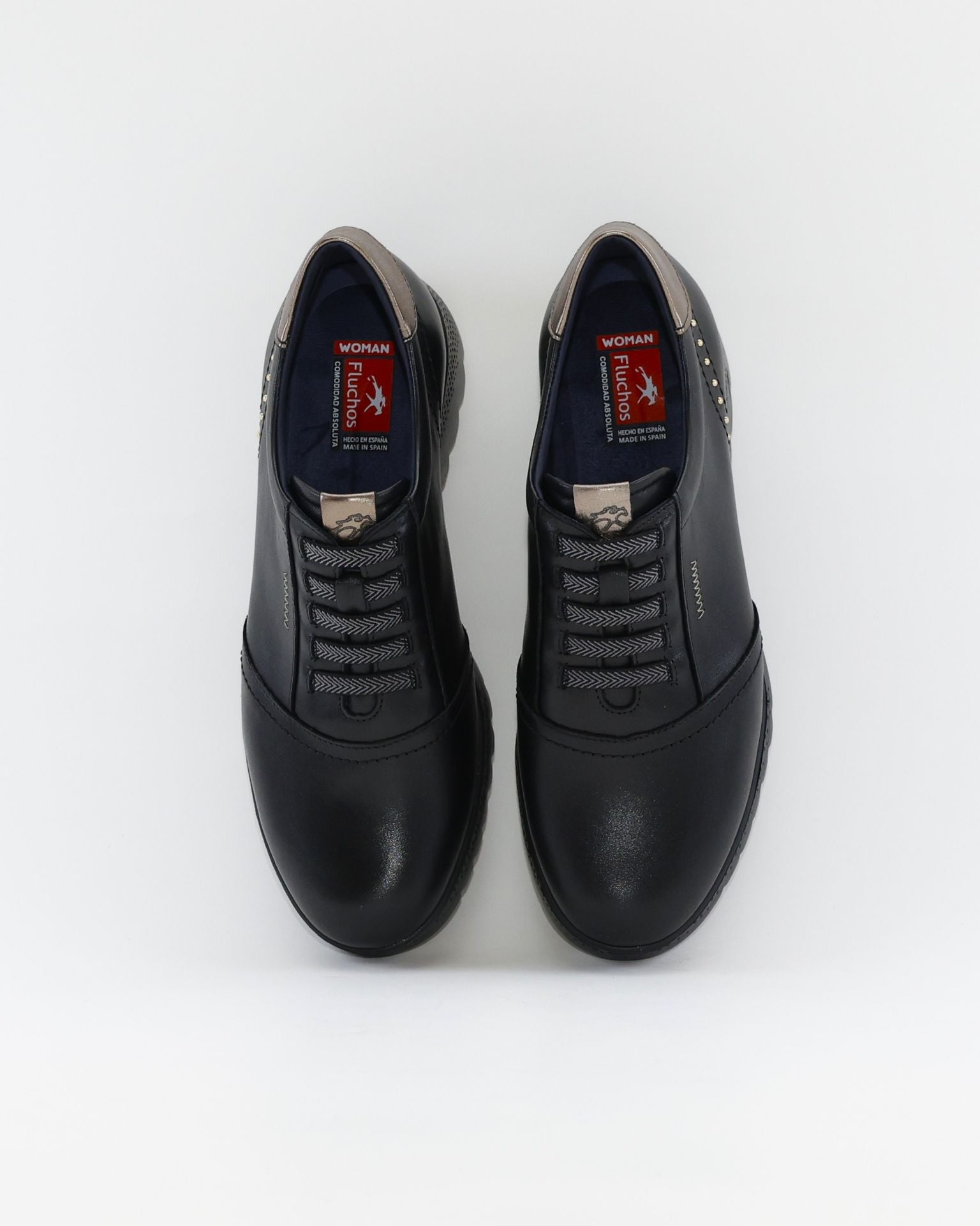 ZAPATO DE CORTE DEPORTIVO CUÑA MUJER ELÁSTICOS FLUCHOS LIVE F2096 NEGRO