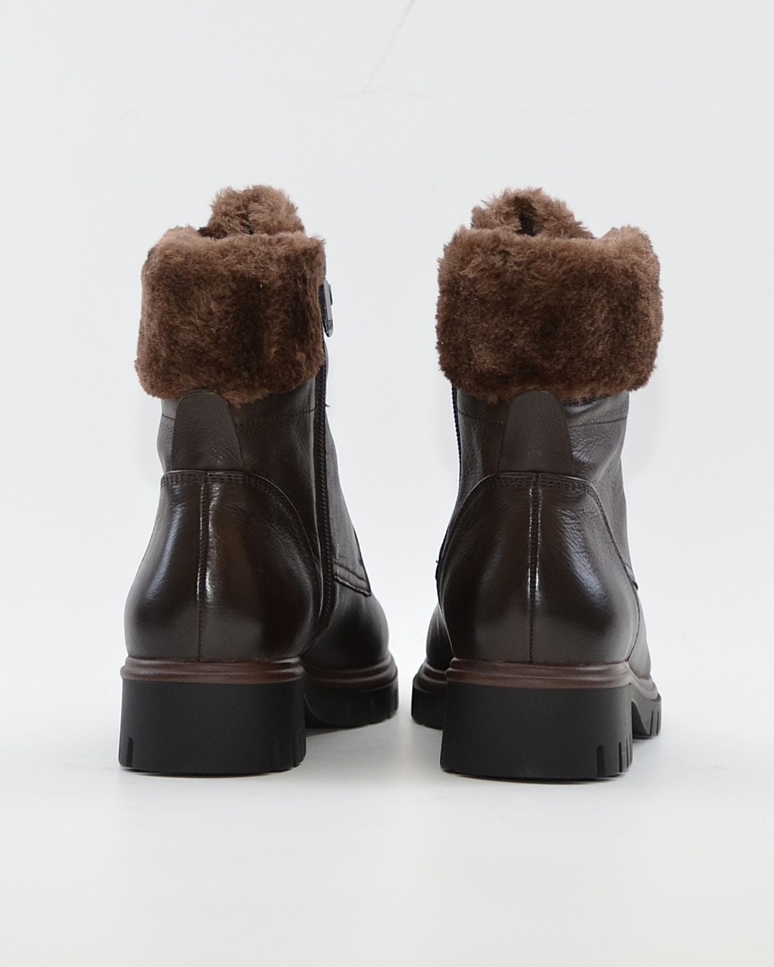 BOTIN PLANO MUJER CORDONES Y CREMALLERA COLOR  MARRON CHOCOLATE CON PELO REGARDE LE CIEL JUSTINA 02 COFFE
