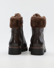 BOTIN PLANO MUJER CORDONES Y CREMALLERA COLOR  MARRON CHOCOLATE CON PELO REGARDE LE CIEL JUSTINA 02 COFFE