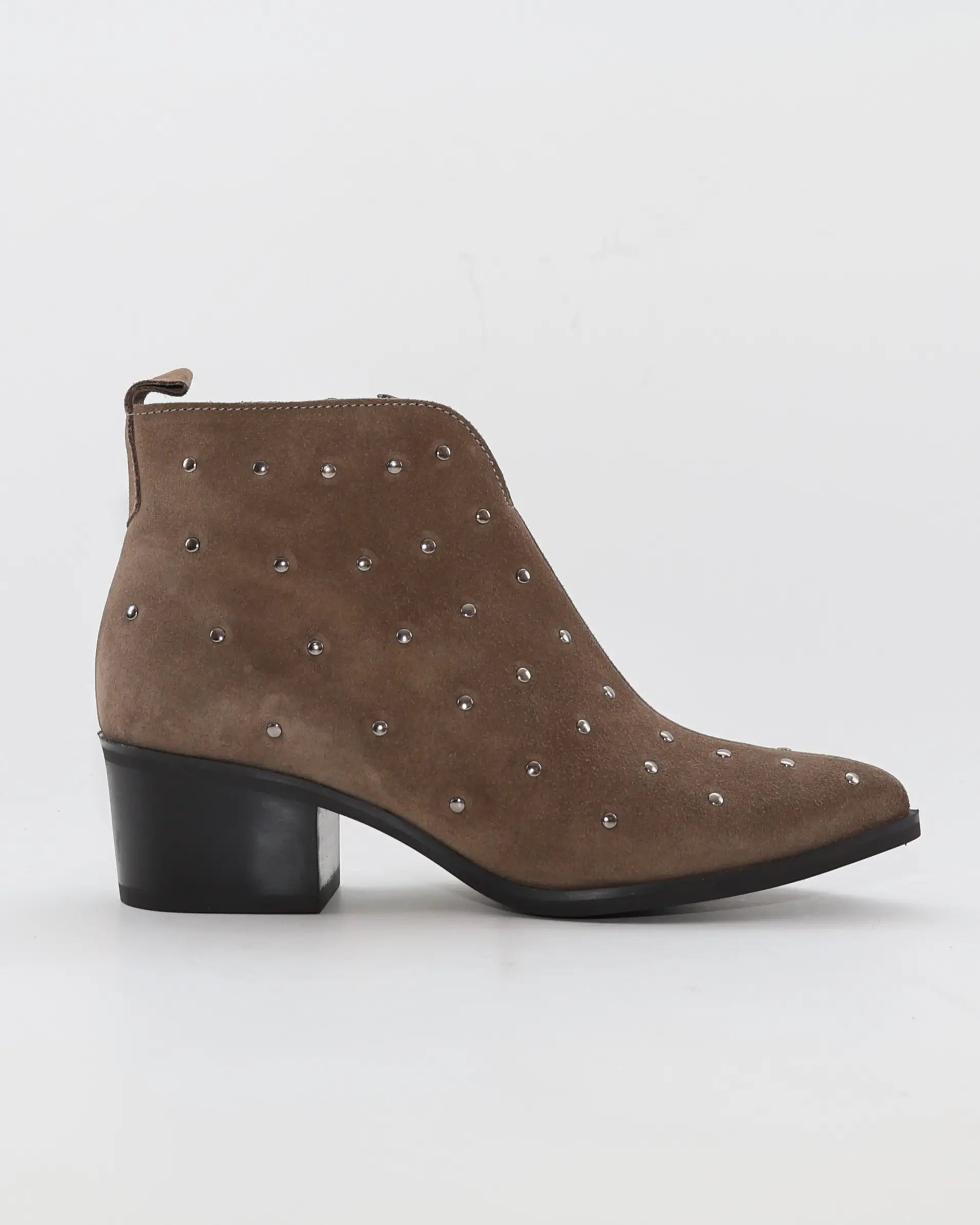 BOTIN MUJER TACON ANCHO SERRAJE TAUPE CASTOR TACHAS KAOLA 3049